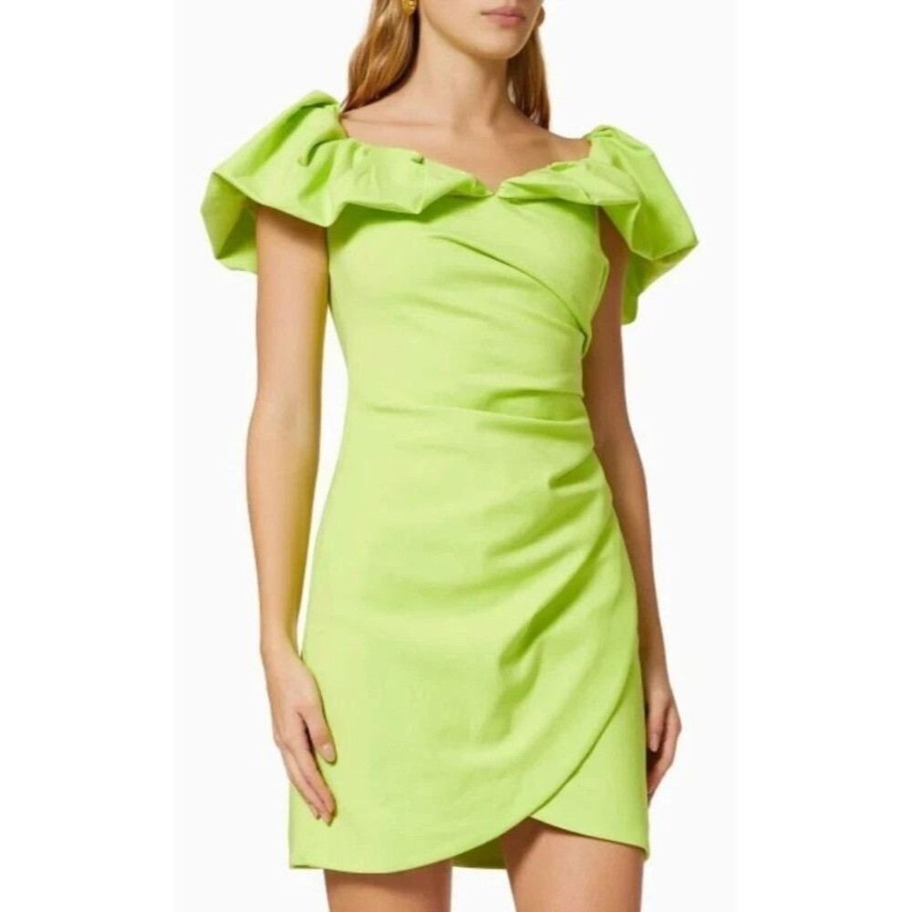 Elliatt Anthro Zanibar Mini Dress S Chartreuse Green Party Cocktail Retro Glam